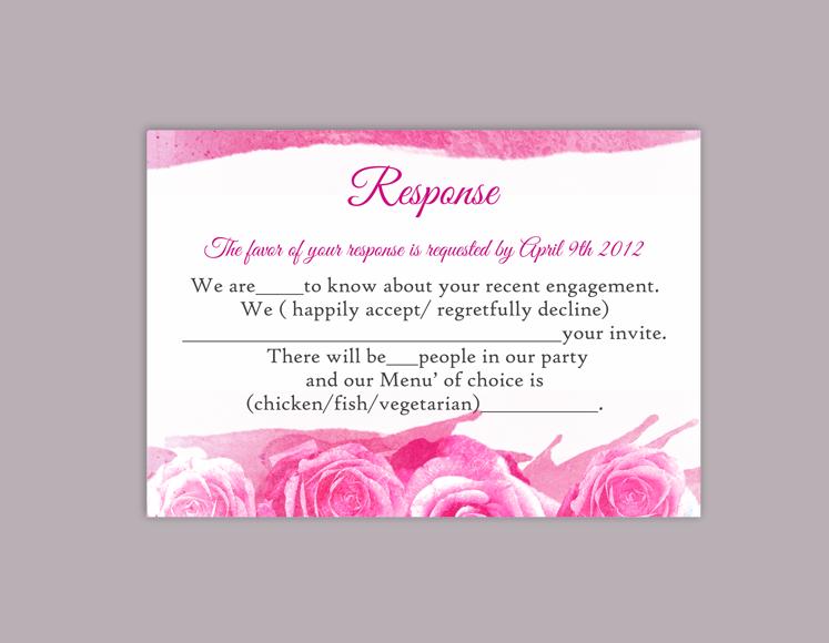 Свадьба - DIY Watercolor Wedding RSVP Template Editable Word File Instant Download Rsvp Template Printable Pink RSVP Card Peonies Rsvp Card Rose Rsvp
