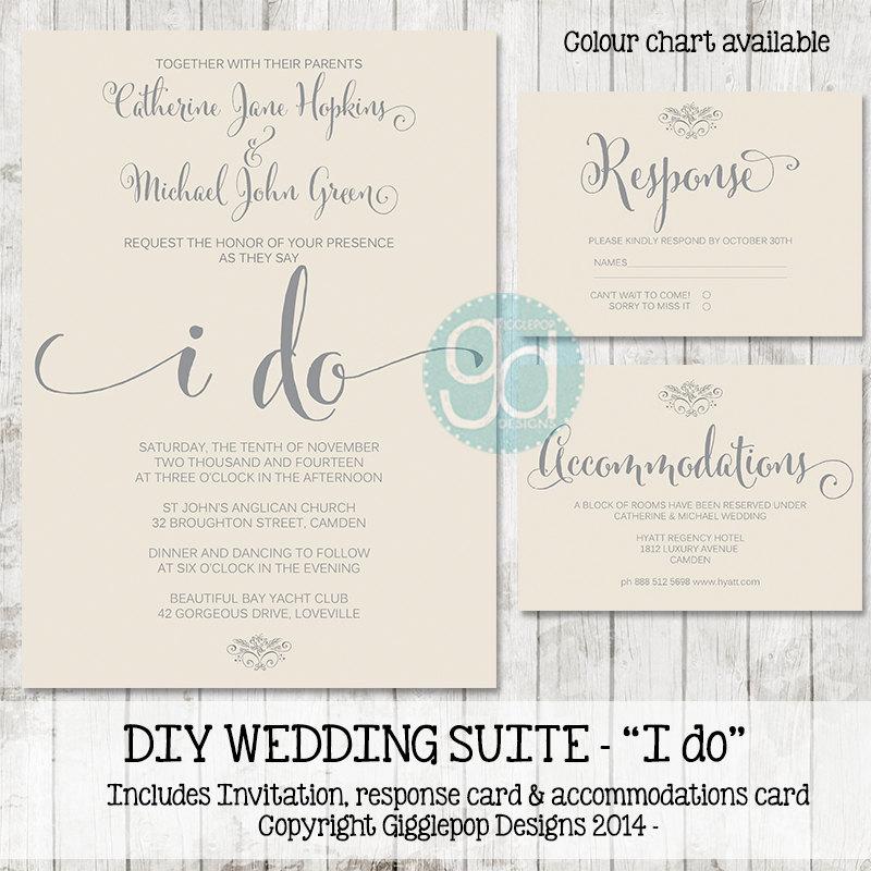 Hochzeit - Classy DIY Wedding Invitation Printable 