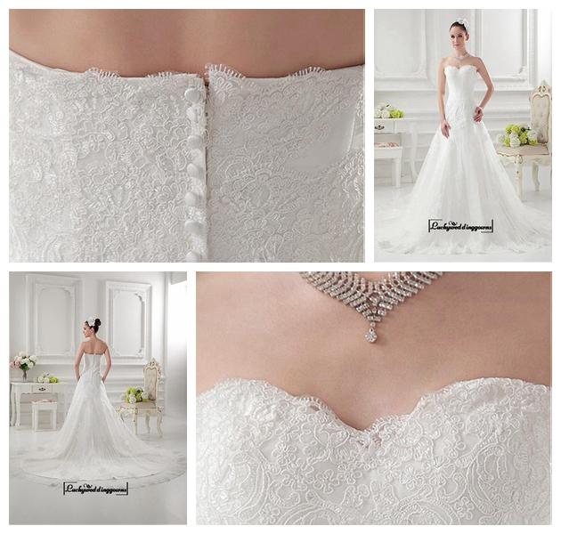 Свадьба - Alluring Satin&Tulle A-line Sweetheart Neckline Natural Waistline Wedding Dress