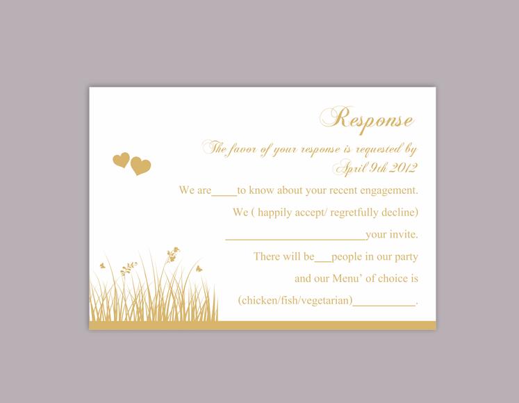 Свадьба - DIY Wedding RSVP Template Editable Word File Instant Download Rsvp Template Printable RSVP Cards Gold Rsvp Card Elegant Rsvp Card