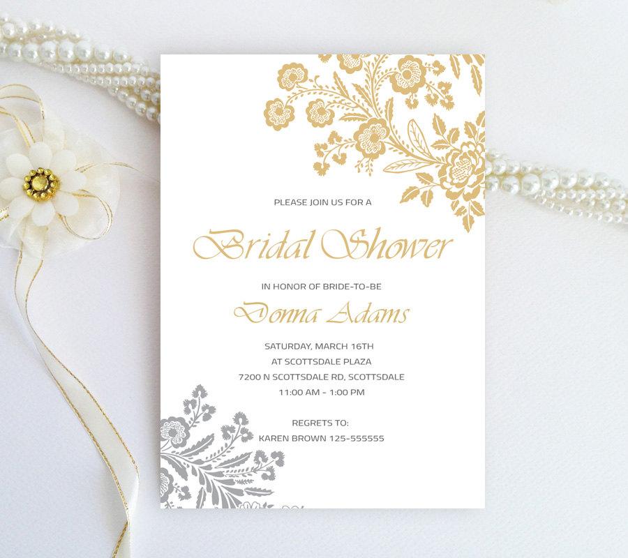 Hochzeit - Yellow and gray Bridal Shower Invitations 