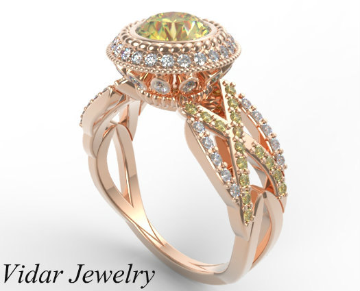 زفاف - Fancy Yellow Diamond Ring,Unique Engagement Ring,Diamond Engagement Ring,Engagement Ring,Halo Engagement Ring,Custom Engagement Ring,Rose