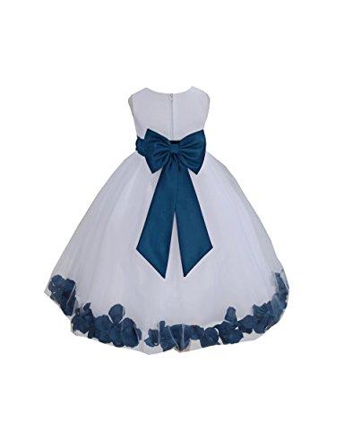Mariage - Flower Petals Girl White Dress with Bow Tie Sash
