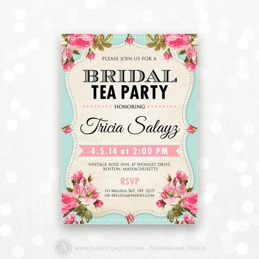 Mariage - Printable Bridal Shower Invitation, Bridal Tea Party Invite, Bridal Brunch, Shower the Bride Retro Editable INSTANT DOWNLOAD Digital PDF