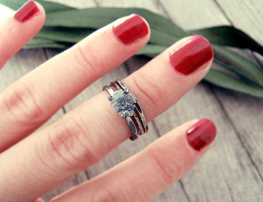 Wedding - Raw diamond ring, Blue diamond ring, Raw diamond ring, raw stone engagement ring, promise ring, engagement ring, raw stone, something  blue