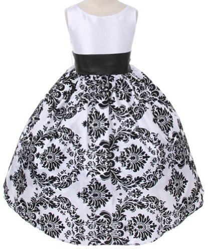 Wedding - White Satin Black Velvet Flower Girl Dress
