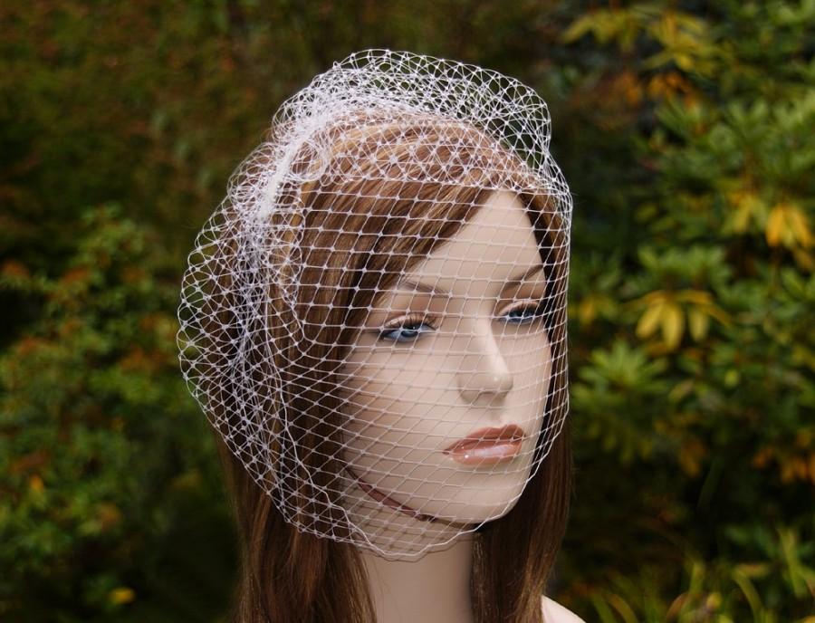 زفاف - Birdcage Veil, Full Face Bird Cage Veil, Bridal Veil, Blusher Veil, 12 Inch Veil, White, Ivory, Black