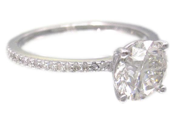 زفاف - 14k white gold round cut diamond engagement ring prong set 1.30ctw