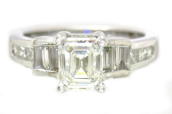 زفاف - 14k white gold asscher cut diamond engagement ring 1.62ctw