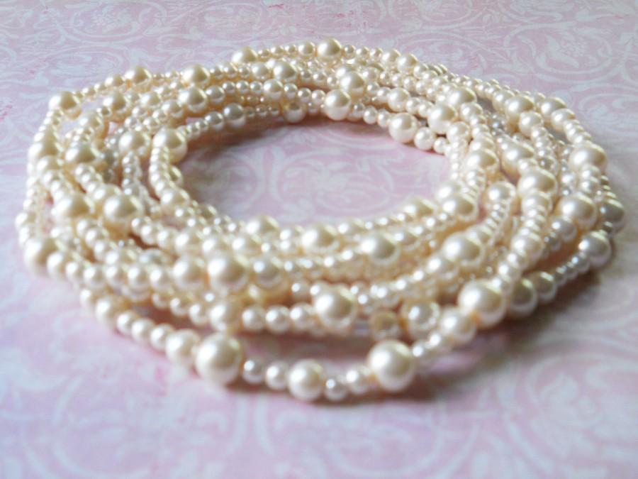 Wedding - Pearl Necklace Long Ivory Bridal Pearl Jewelry Long Strand Pearls Versatile Pearl Necklace Bride Pearl Layering Necklace Extra Long Pearls