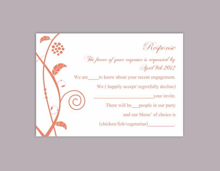 Свадьба - DIY Wedding RSVP Template Editable Text File Instant Download Rsvp Template Printable RSVP Cards Floral Orange Rsvp Card Elegant Rsvp Card