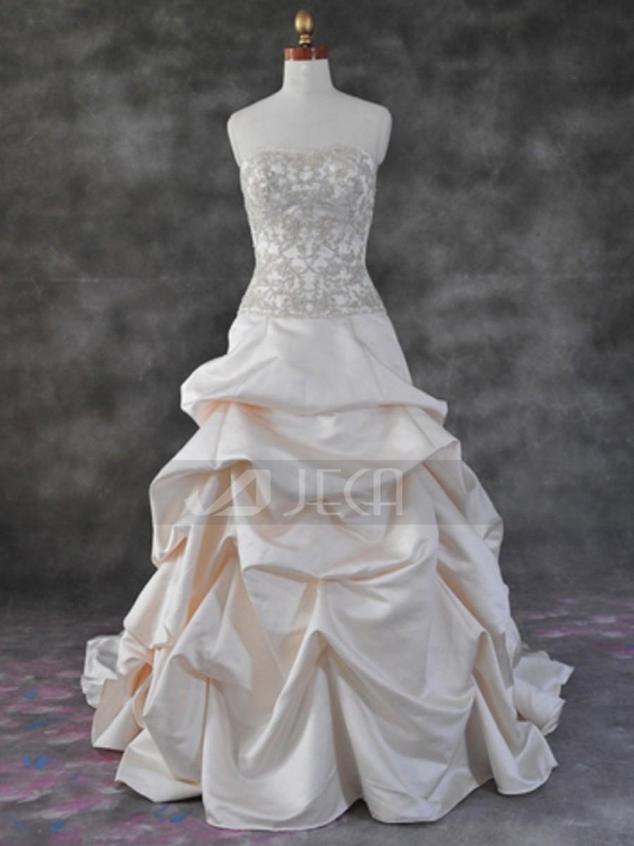 Wedding - Glamorous Satin Pickup Skirt Wedding Dress Classic Chic Wedding Gown Available in Plus Sizes WA117
