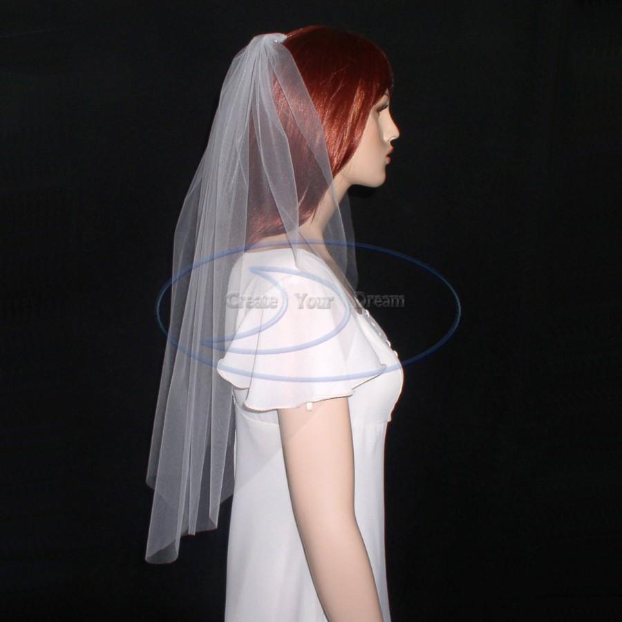 Wedding - Simple Cut Edge Veil Elbow Length 30"  Available in White, Diamond White, Light Ivory, Ivory, and Champagne