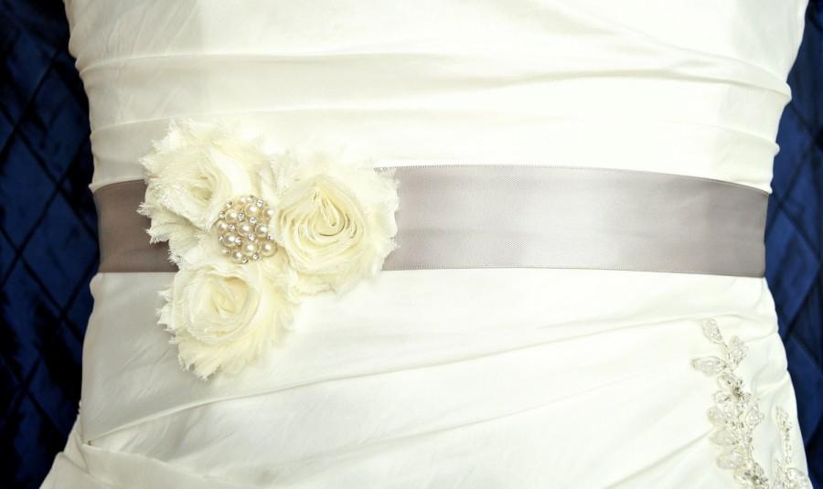 زفاف - Wedding Belt, Wedding Sash, Bridal Belt, Bridal Sash, Wedding Dress Belt, Dress Sash, Bridesmaid Belt, Shabby Chiffon Rosette, Custom Colors