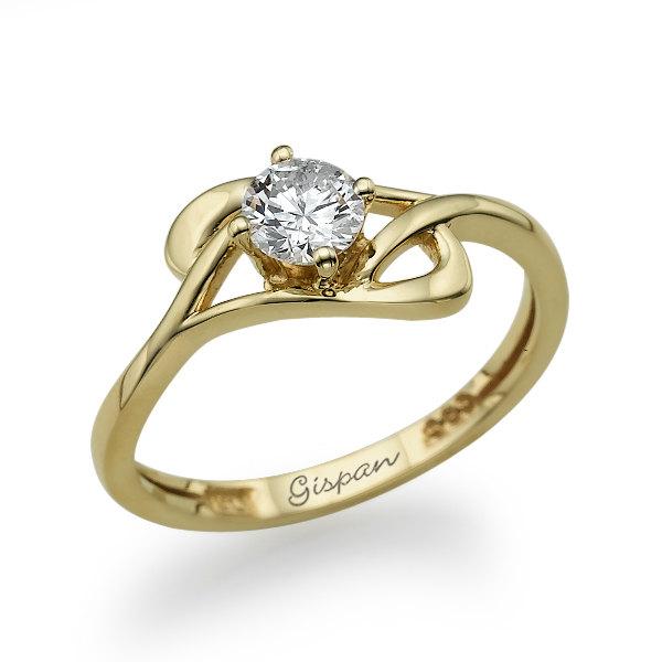 Wedding - 14k Yellow Gold Engagement Ring, Wedding Ring, Promise Ring, Statement Ring, Engagement Band, Diamond Ring, Prong Ring, Delicate Ring