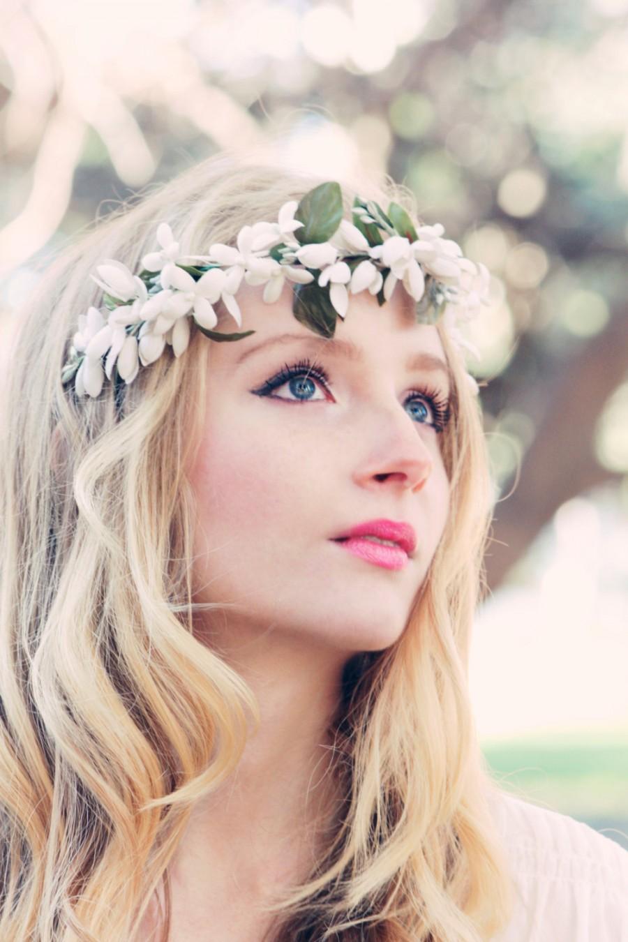 زفاف - vintage bridal hair crown, creay ivory flower crown, wedding head piece, floral headpice