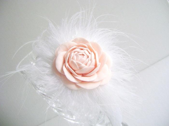 Mariage - Flower Girl Head Band Hair Accessories Wedding Flower Girl Pink Hair Flower