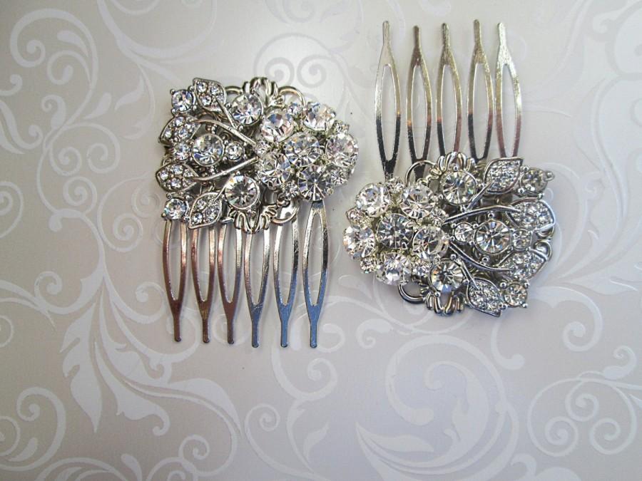 زفاف - Bridesmaids Hair comb, Wedding Hair Comb, small crystal clip, Bridal Hair Piece, Bridesmaids Gift, Clear crystal, Flower hair clip