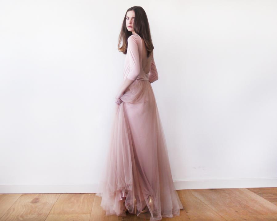 Wedding - Backless Blush Pink Formal Maxi Tulle Dress by Blushfashion