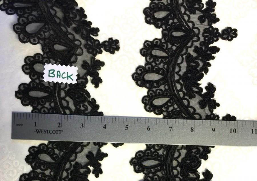 Mariage - Vintage Black Beaded Sequin Embroidery Ribbon Lace Trim. Pearl Beaded Lace, Trim, Lace Trims, Black Lace. Sold by the Yard.