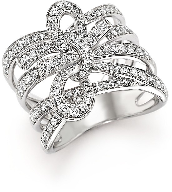 Wedding - Diamond Multi-Row Bow Ring in 14K White Gold, 1.0 ct. t.w.