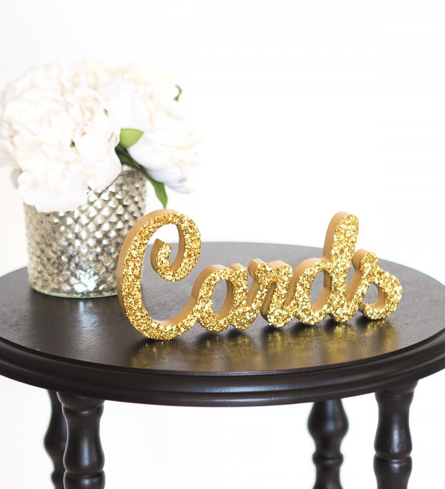 زفاف - Cards Sign for Wedding Gift Table - Freestanding "Cards" - Wooden Wedding Sign for Reception Decorations (Item - TCA100)