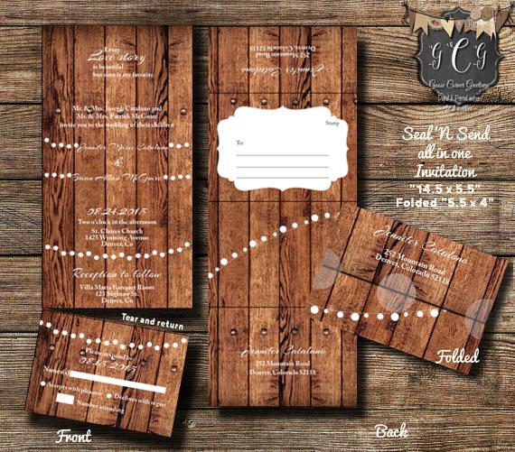 25 Rustic Wood Seal And Send Invitations Seal And Send Wedding