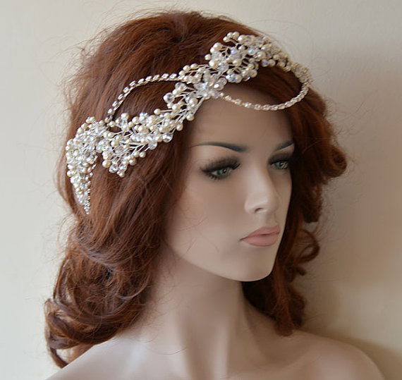 Свадьба - Wedding Hair Wreaths & Tiaras, Crystal and Pearl Headpiece, Wedding Hair Accessories, Bridal Headpiece Tiara, Wedding Headband