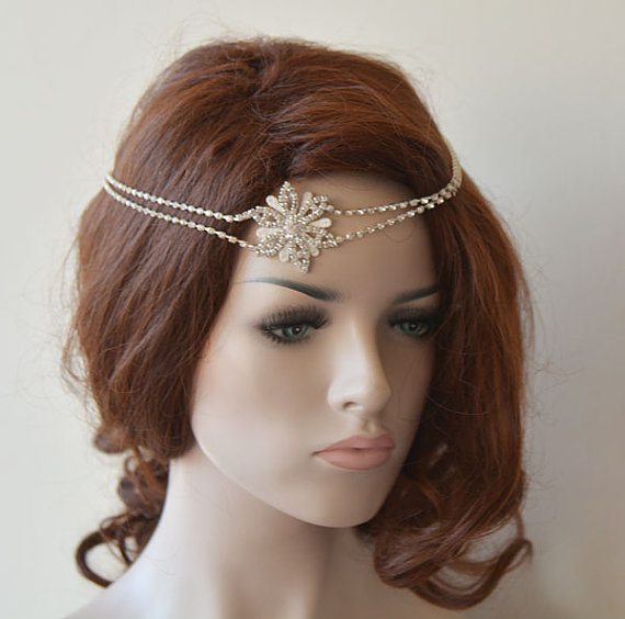 Свадьба - Bridal Hair Accessory, Bridal Hair Jewelry, Wedding Hair Accessories, Wedding Head chain, Wedding Headpiece, Silver Rhinestone