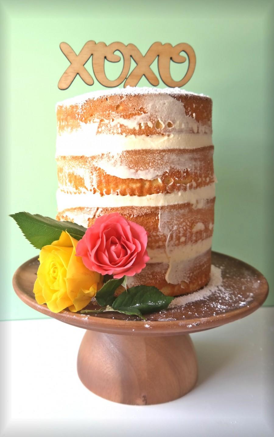 Wedding - RusticCake topper - xoxo Wedding Cake Topper, engagement cake topper - Raw Wood
