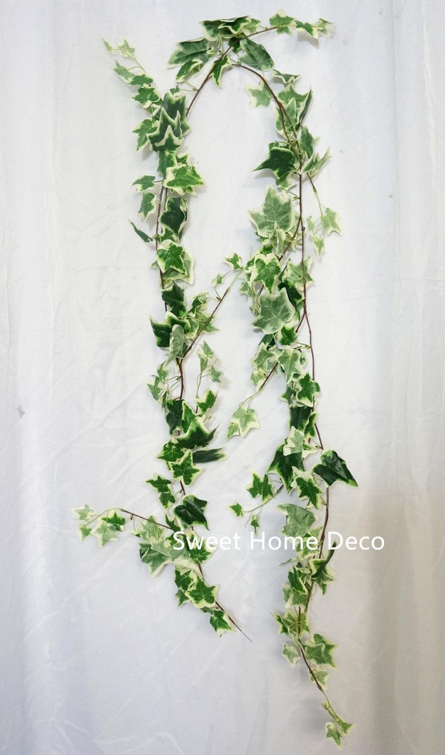 Mariage - JennysFloweShop 6'L Silk Ivy Artificial Garland Greener Leaves Garland Party/Home Decorations Green/White
