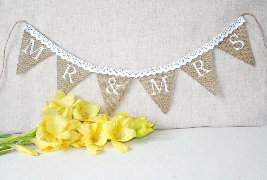 Mariage - mr and mrs banner,  MR & MRS burlap banner, mr and mrs wedding banner, mr and mrs  rustic Wedding banner, rustic wedding, mr and mrs sign