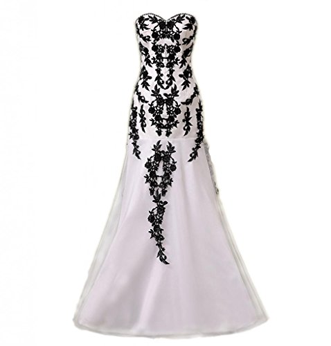 زفاف - Black and White Mermaid Wedding Dress