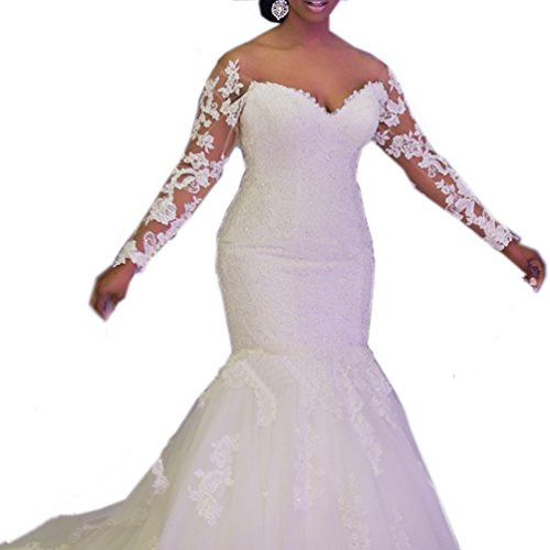 Hochzeit - Sweetheart Long Sleeves Lace Mermaid Wedding Dress