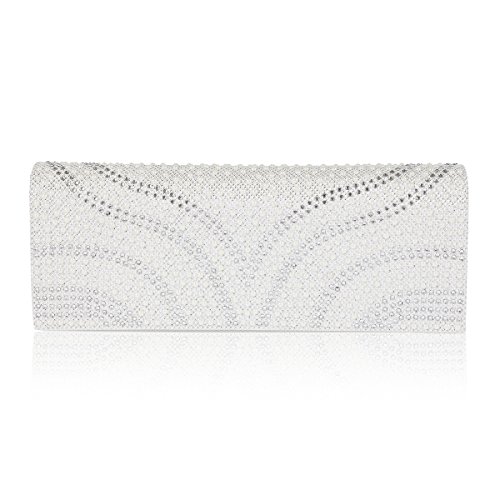 Wedding - Patterned Pearl Flap-Over Dazzling Clutch Evening Bag