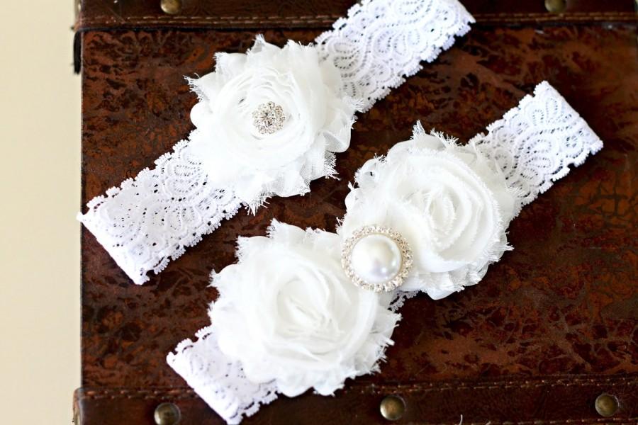 Wedding - SALE!!! White Bridal Garter Set, White Wedding Garter Set, Bridal garter set