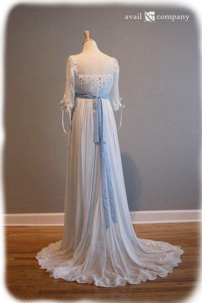 زفاف - Edwardian Wedding Dress - Blue Wedding Dress - Custom Made - Tessa Gown