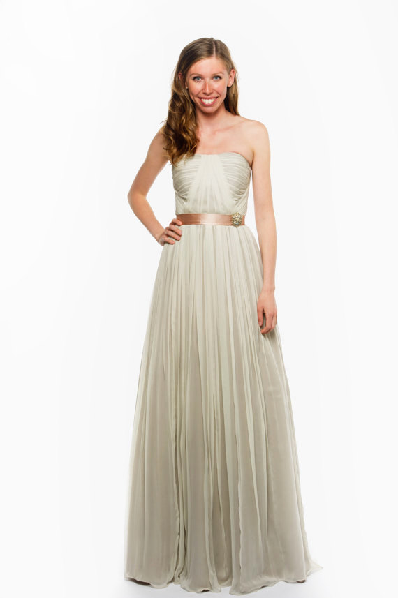 زفاف - Simple Wedding Gown, Ivory Grey, Custom Made to Order in your size - Mona Style