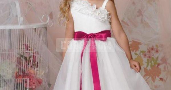 زفاف - Asymmetric A-line Organza Ribbon Ruffles Flower Girl Dress
