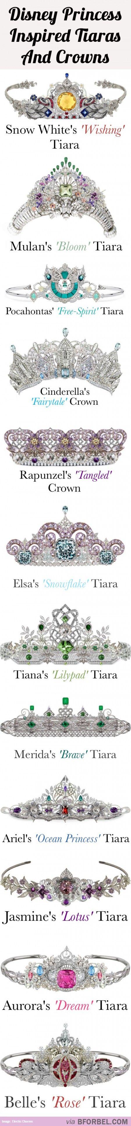 Hochzeit - 12 Disney Princess Tiaras And Crowns…