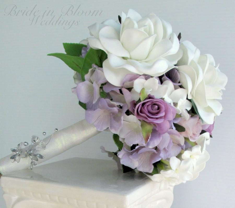 Свадьба - Gardenia wedding bouquet white lavender rose bridal bouquet