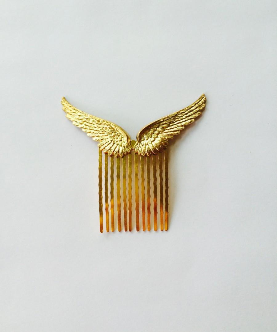 Wedding - Gold Wings Hair Comb Wings Hair Pin Bridal Hair Comb Bridal Hair Accessories Angel Wings Bird Wings Costume Hair Pin Gold Hair Comb