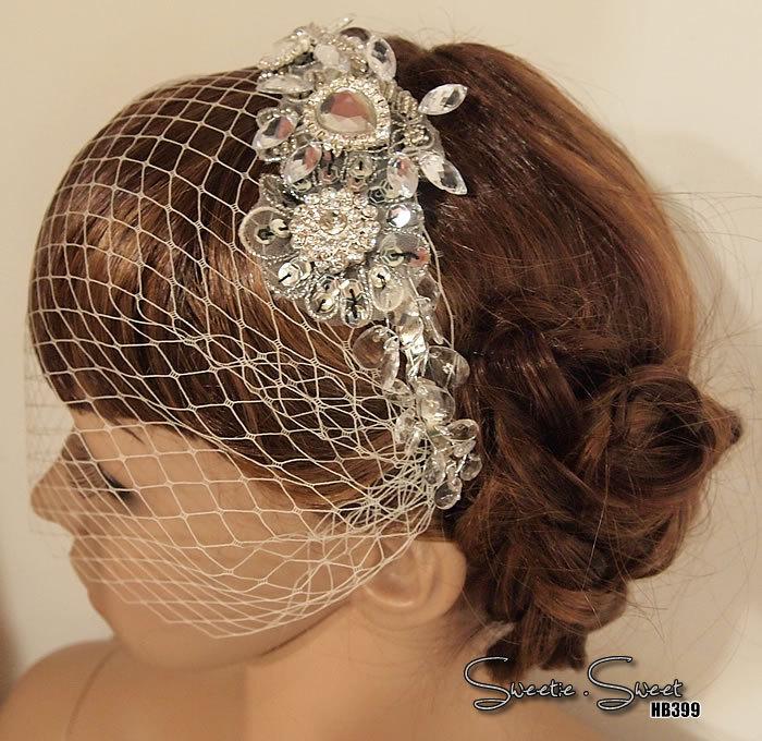 Свадьба - Rhinestone flower headband, bridal headband, wedding accessories, wedding headband, Bridal headpiece, Race Fascinator