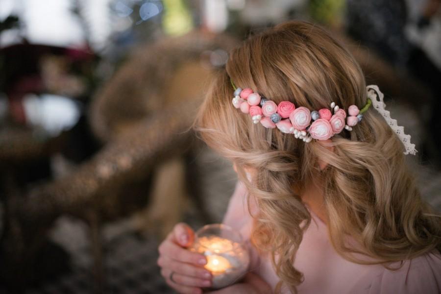 Mariage - Pink White Silver Wedding Tiara 'Fairytale' flower floral wedding bridal hair girls accessory mother mom gifts