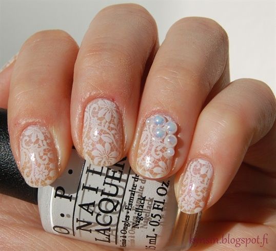 Wedding - Lace And Pearls By Enail From Nail Art Gallery
