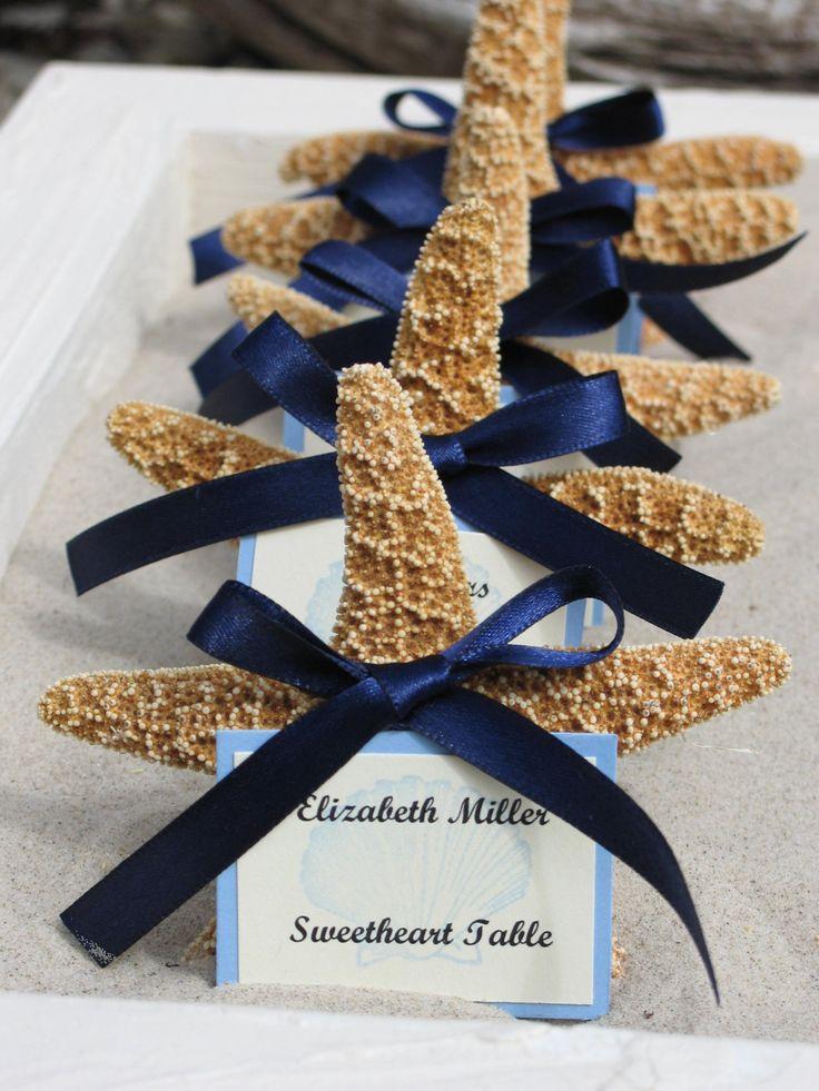 Wedding - Beach Wedding Decorations Sugar Starfish Favors Placecards Table Assignments Choose Your Own Colors