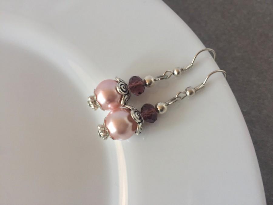 زفاف - Bridesmaid Earrings, Pink Earrings, Wedding Jewelry, Bridesmaid Jewelry, Bridesmaid Gift, Pink Bridesmaid, Bridal Earrings, Wedding Earrings