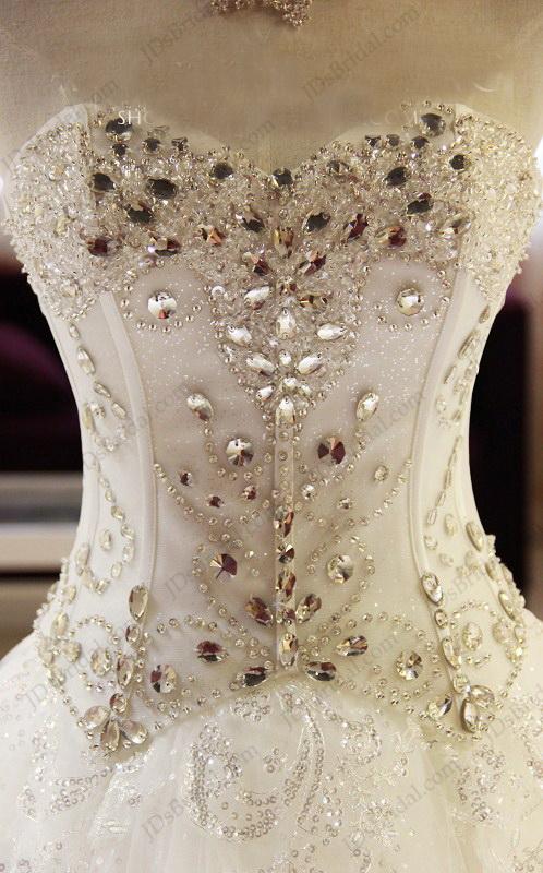 Свадьба - JW16204 Sparkles crystal details sweetheart neckline pirncess ball gown bridal dress