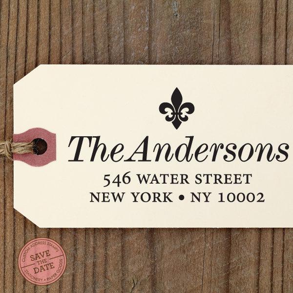 Mariage - CUSTOM ADDRESS STAMP with proof from usa, Eco Friendly Self-Inking stamp, rsvp address stamp, custom stamp, stamper, fleur de lis stamp 68