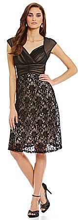 زفاف - Sangria Illusion Lace Midi Fit-and-Flare Dress